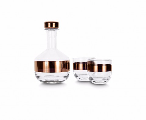 Tank Whiskey Glasses Copper Set with Decanter